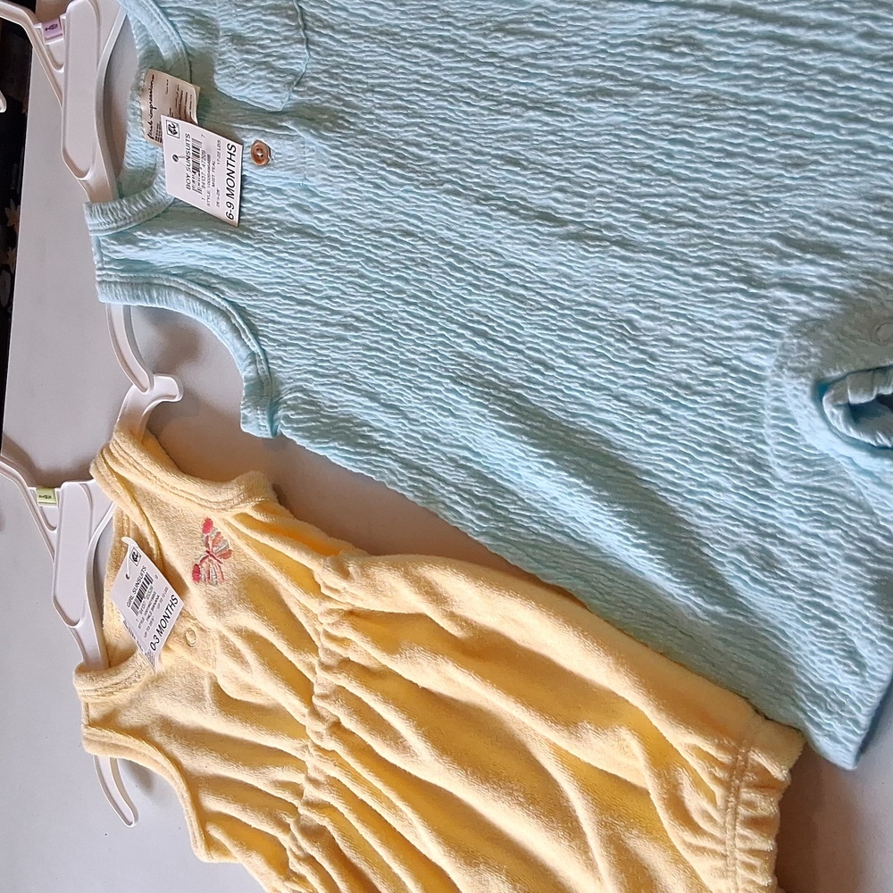 Two Cute Sunsuit Bundles Teal Baby Colors diferent sizes..